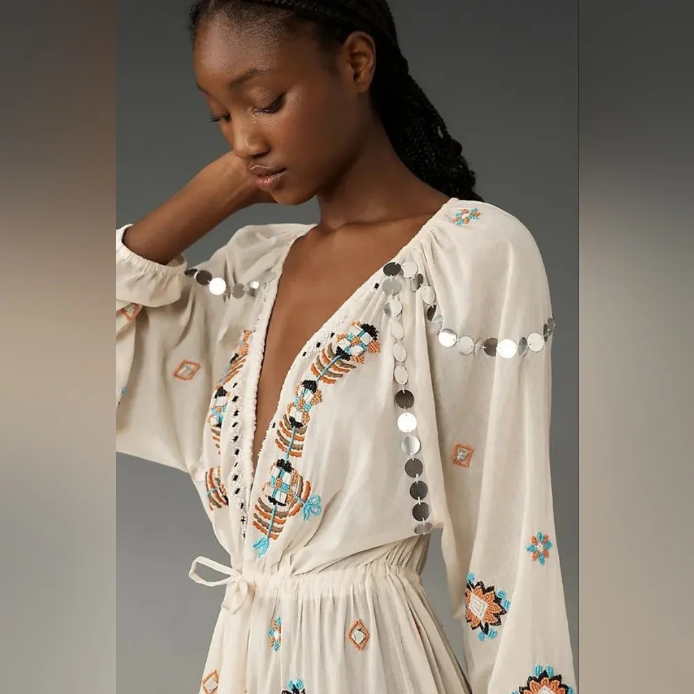 NWT Anthropologie Boho Embellished Kaftan - Picture 3 of 8